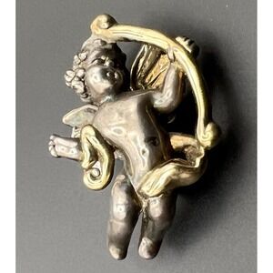 Vintage Sterling Silver Cupid Angel Cherub Vintage Brooch Pin pendant